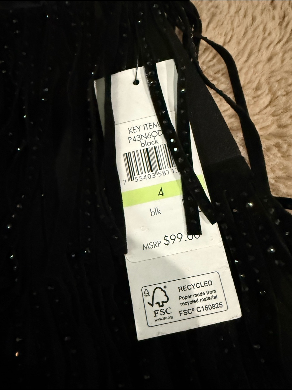DKNY Black Fringe Sparkly Beaded Women's Skirt - Stylish Evening Wear NWT - Picture 3 of 7